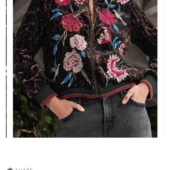 Johnny Was Black Bomber Jacket with Floral Embroidery - Picture 5 of 16